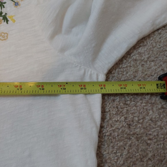 REBA Women's Embroidered Floral Long Sleeve White Cotton Shirt Top Size Large - Picture 7 of 9